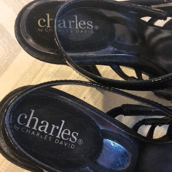 Charles David Black Platform Adjustable Sandals - Picture 3 of 7